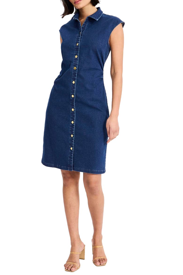 Sleeveless Denim Shirtdress, Main, color, DARK WASH