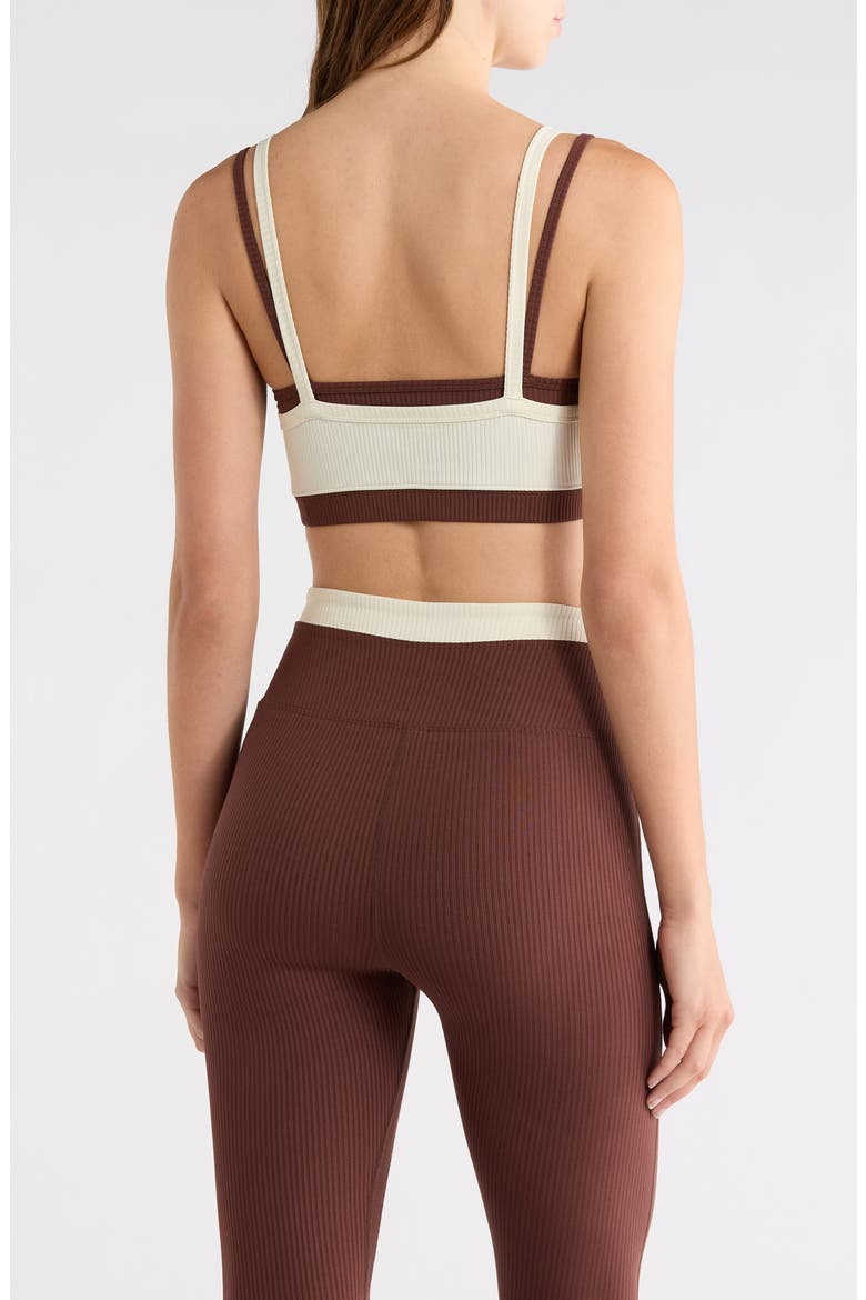 Layered Rib Sports Bra, Alternate, color, SHELL/ CHOCOLATE