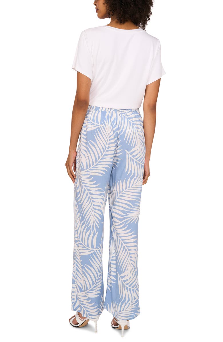 Vince Camuto Palm Print Wide Leg Drawstring Pants, Alternate, color, 
