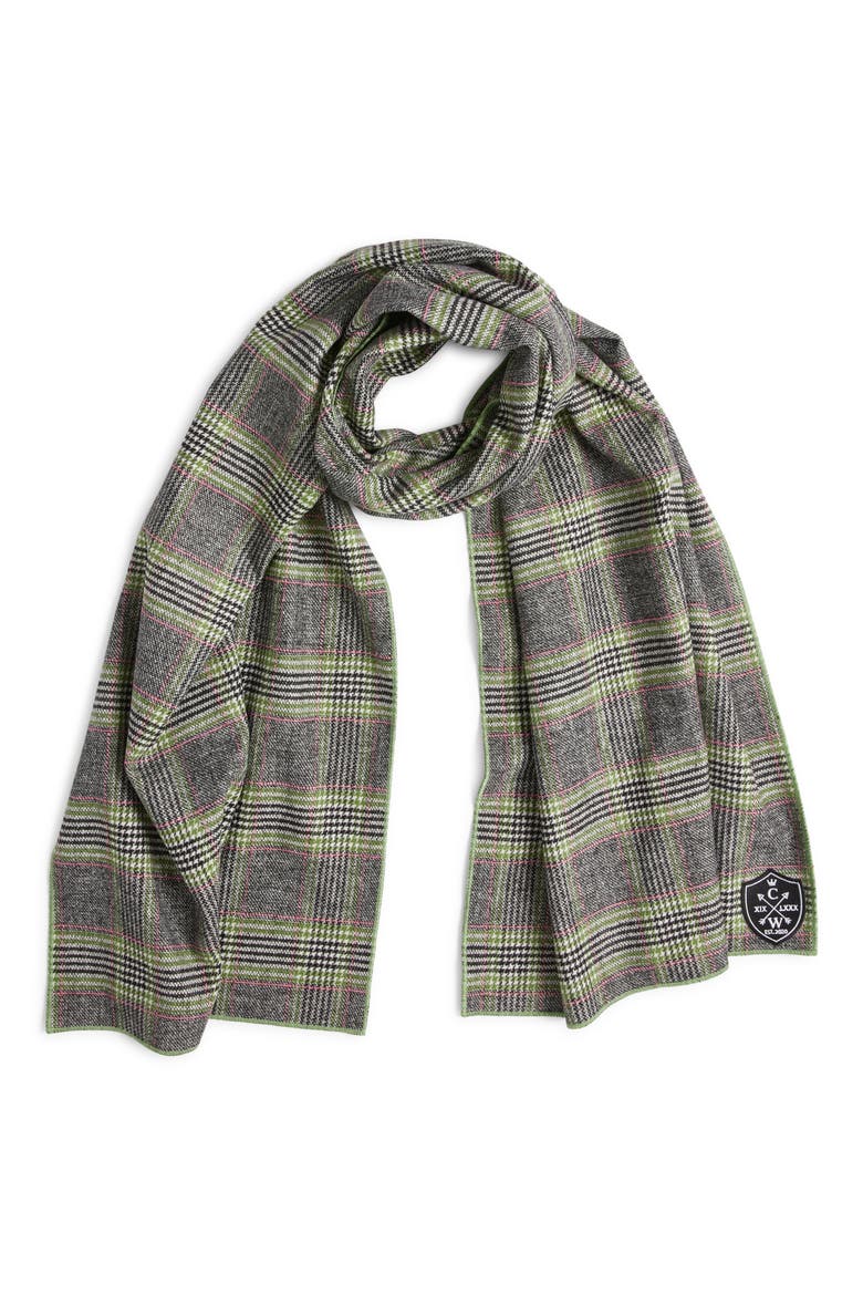 Glen Plaid Wool Scarf, Main, color, BLACK