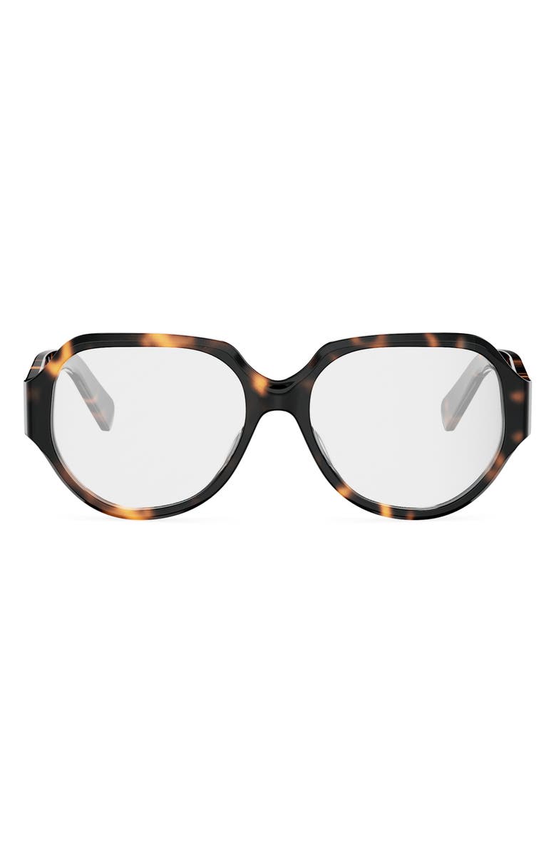 CELINE Triomphe 56mm Geometric Eyeglasses, Main, color, Dark Havana