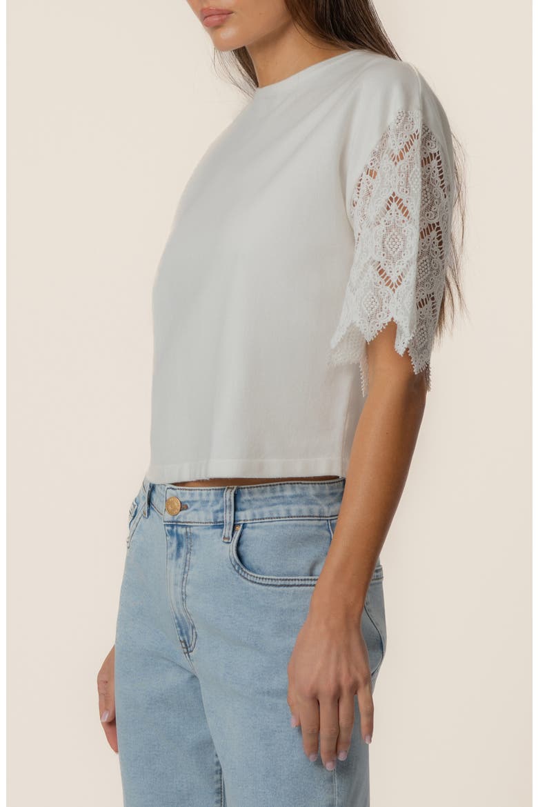 Coco Lace Sleeve Top, Alternate, color, WHITE