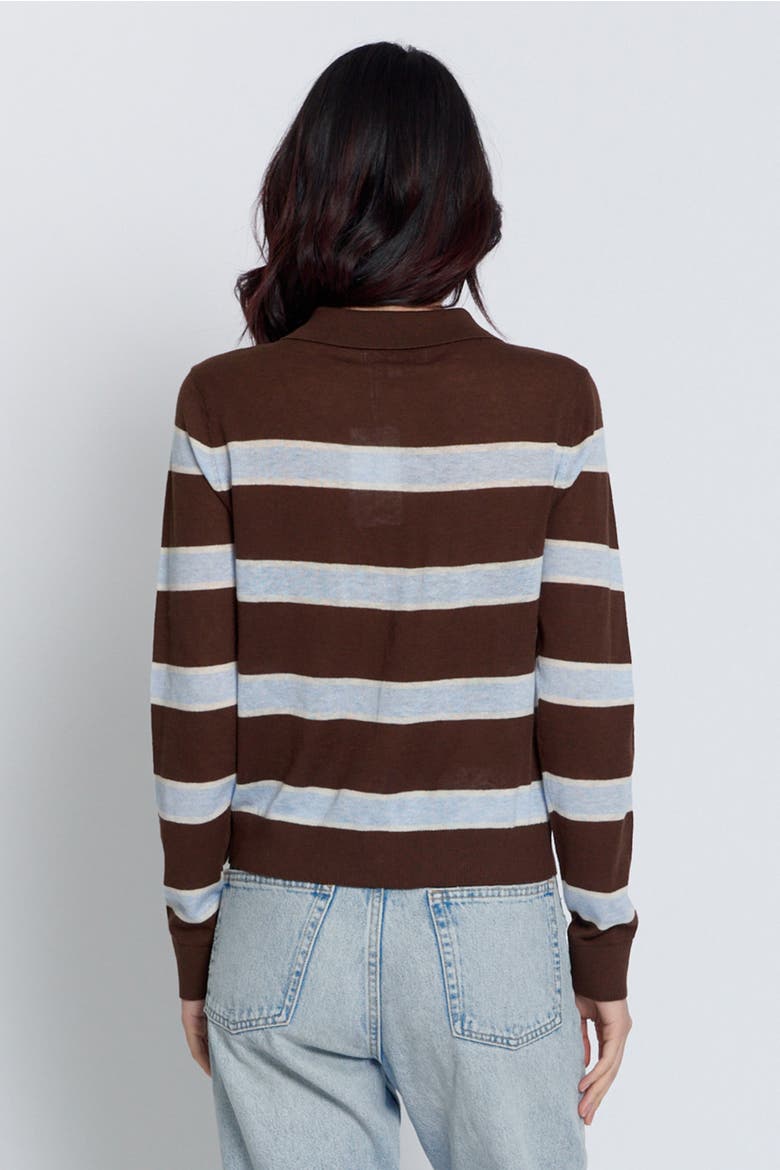 Quinn Striped Sheer Button Up, Alternate, color, CHOCOLATE COMBO