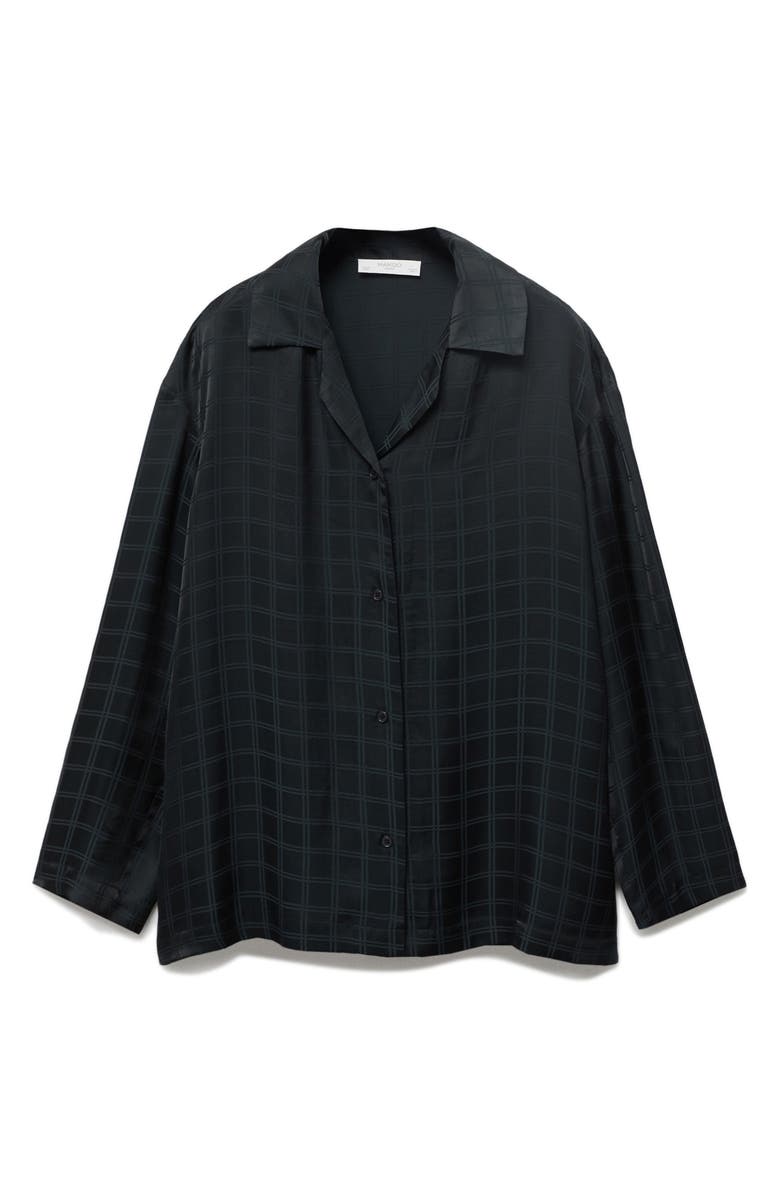 MANGO Check Pajama Top, Alternate, color, Black
