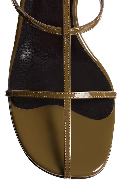 Khaite Leather T-strap Sandals In Dark Olive