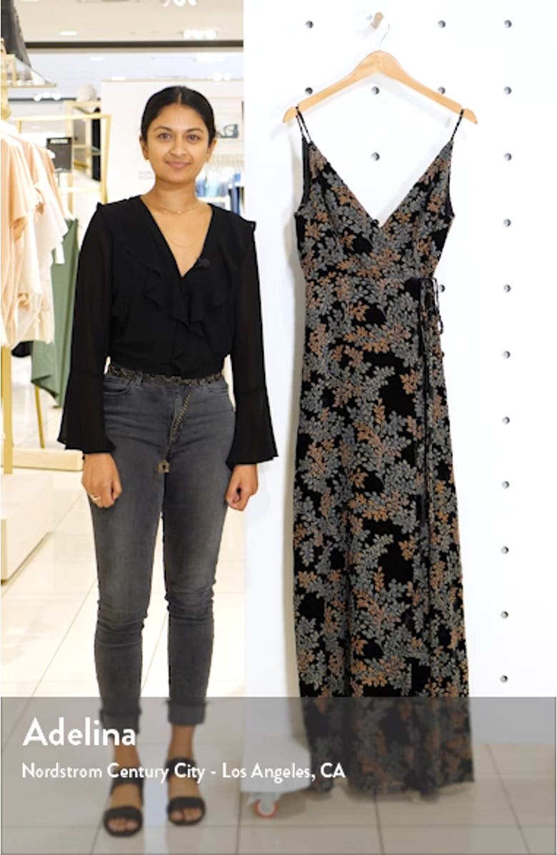 Selma Velvet Burnout Faux Wrap Evening Gown, sales video thumbnail