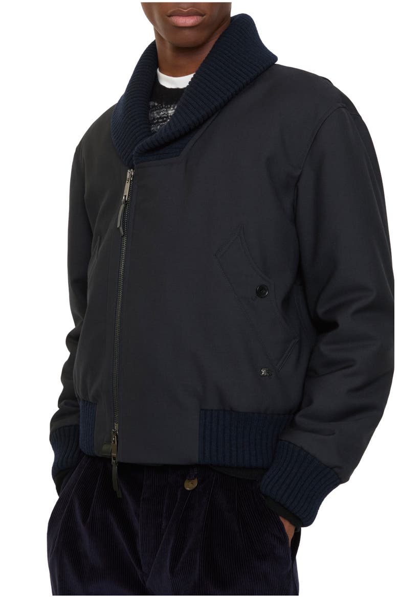Wool Blend Bomber Jacket, Main, color, Navy