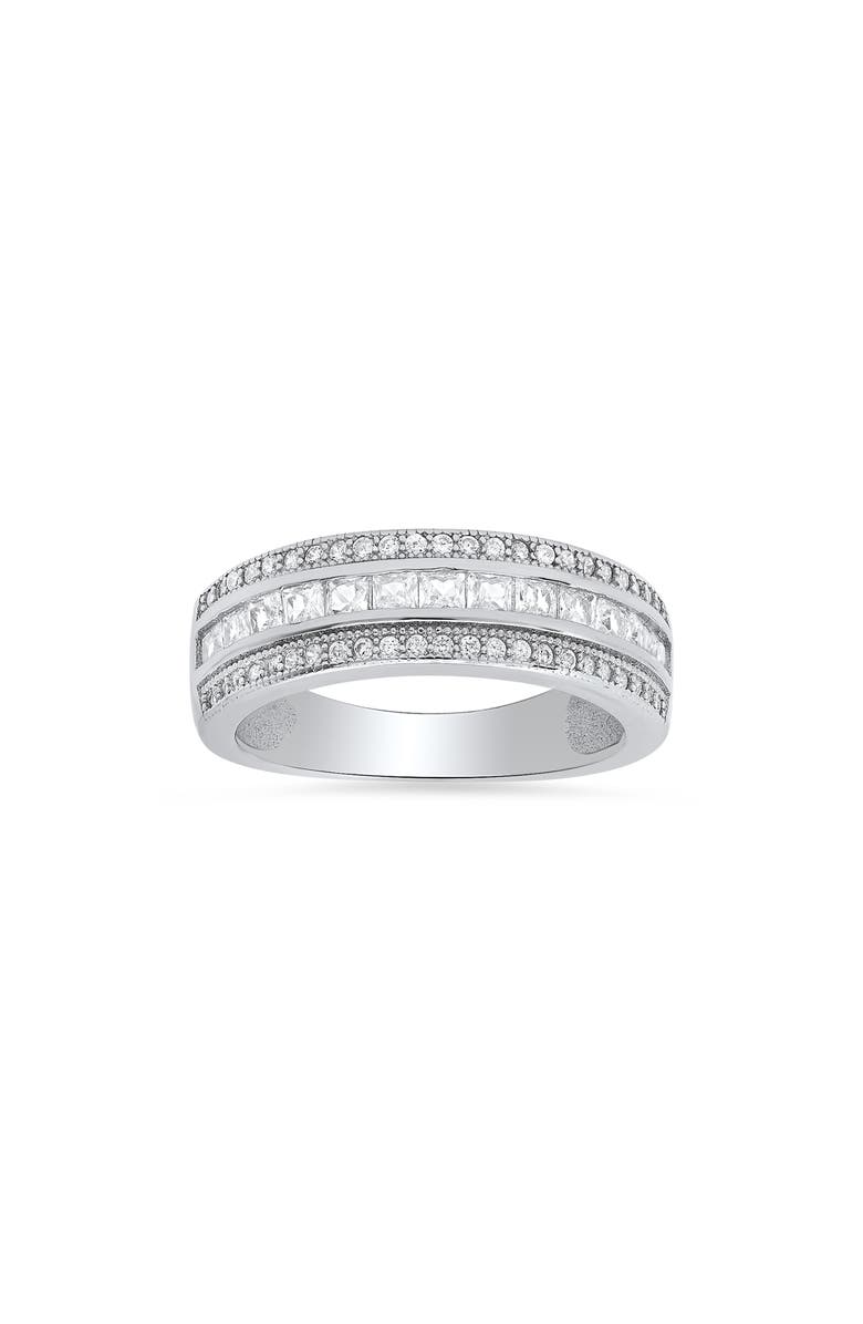 Queen Jewels Sterling Silver CZ Band Ring, Main, color, Silver
