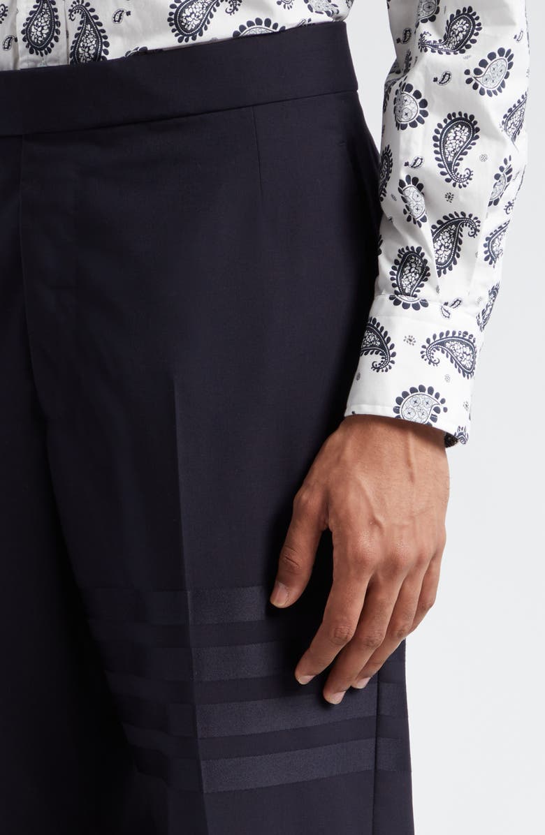 Thom Browne 4-Bar Mélange Wool Pants, Alternate, color, Dark Blue