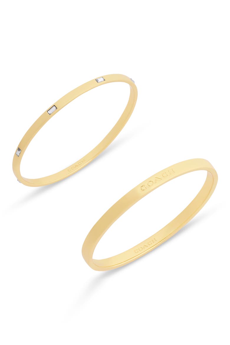 Set of 2 Logo & Crystal Bangles, Alternate, color, CRYSTAL