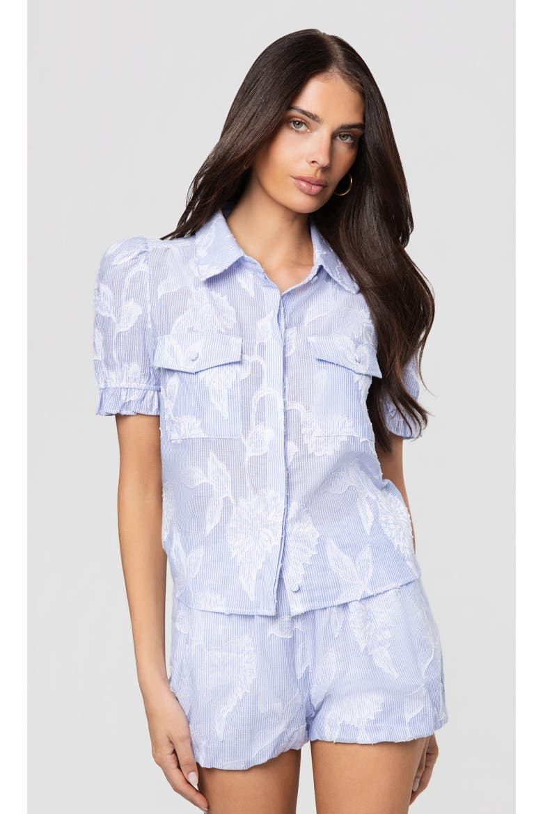 Mina Floral Stripe Top, Main, color, Light Blue/White