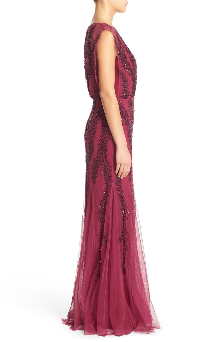 Aidan Mattox Embellished Mesh Blouson Gown, Alternate, color, 