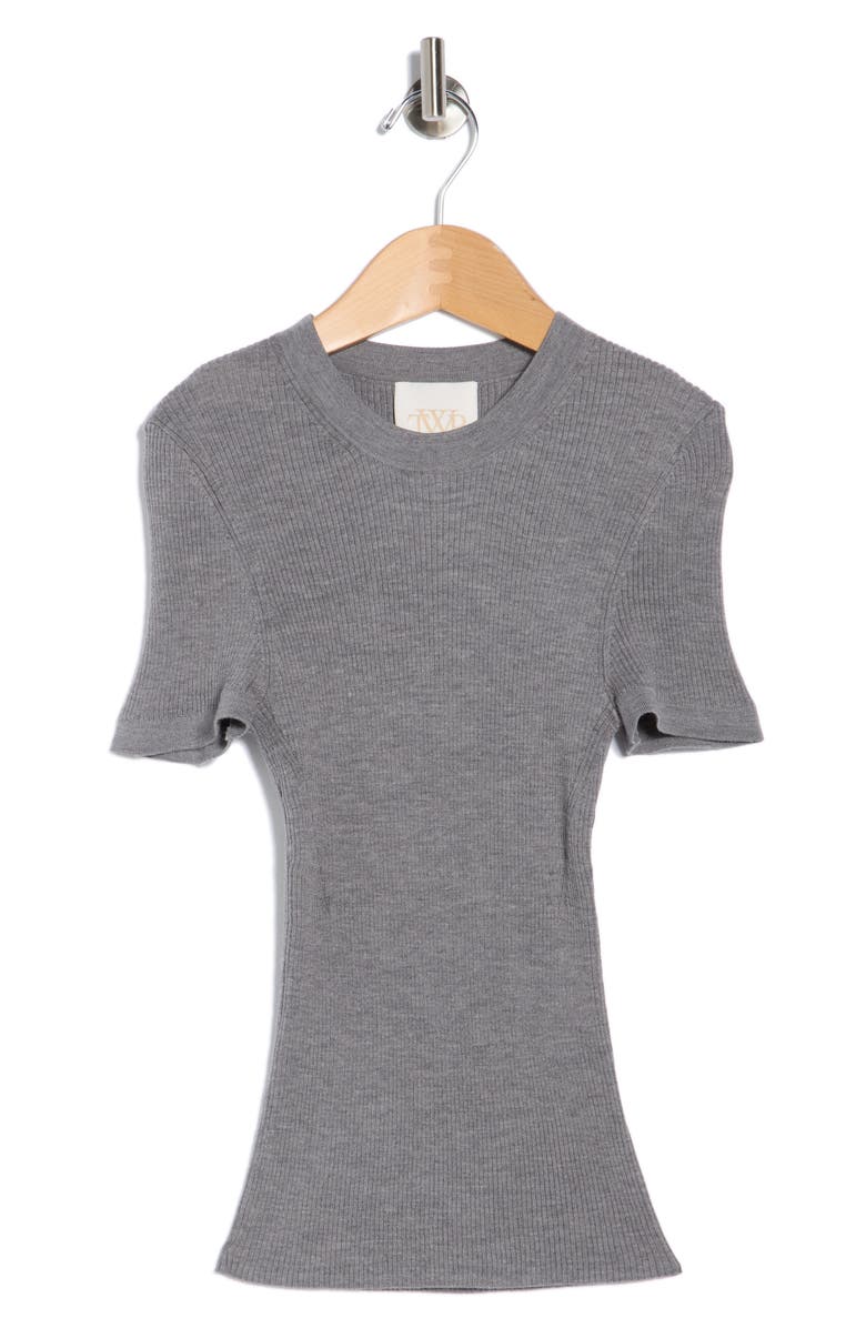 TWP Tease Short Sleeve Wool Sweater, Alternate, color, Medium Heather Grey