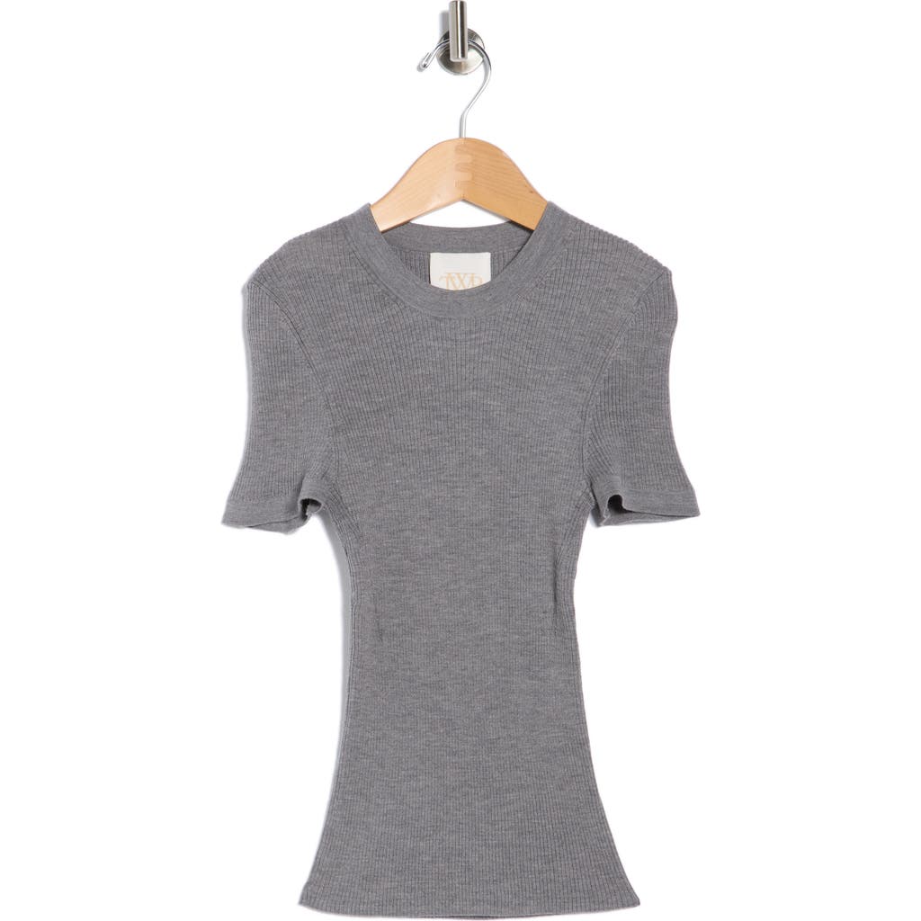 Twp Tease Short Sleeve Wool Sweater In Gray