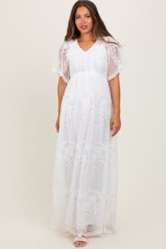PinkBlush Smocked Top Lace Maxi Dress