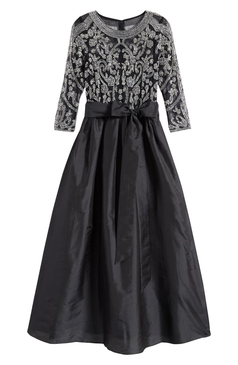 Pisarro Nights Embellished Illusion Neck Gown, Alternate, color, Black/ Silver 013