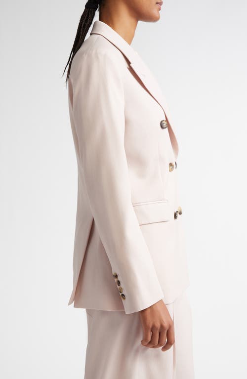 Golden Goose Pink Double-breasted Jacket With Peak Revers And Logo Plaque Detail In Shadow Gray