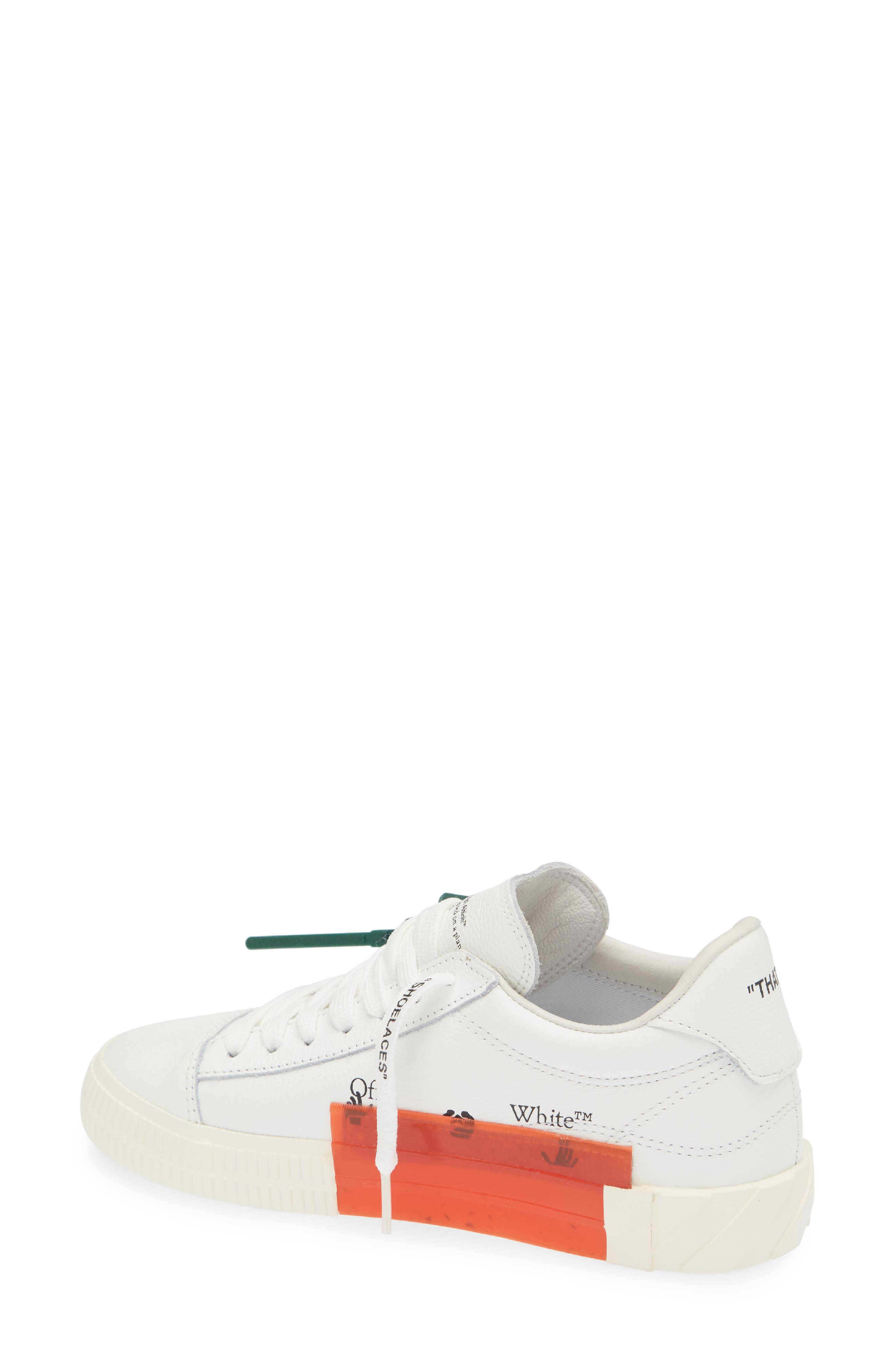 Off-White Low Vulcanized Leather Sneaker, Alternate, color, White White