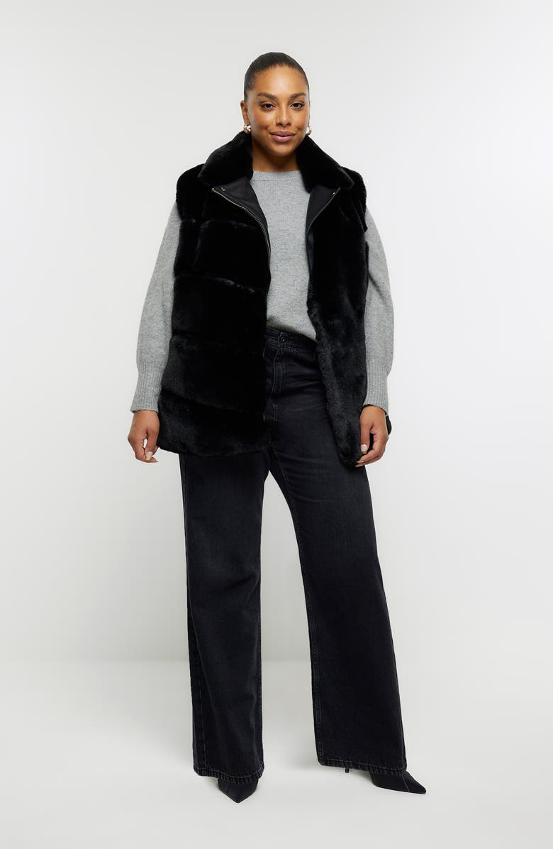 River Island Faux Fur & Faux Leather Moto Gilet, Alternate, color, 