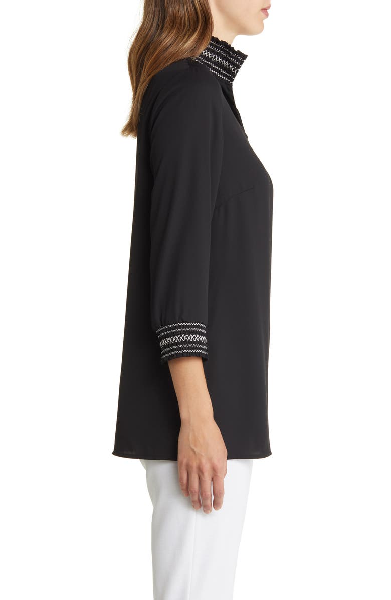 Ming Wang Embroidered Detail Crepe Tunic Blouse, Alternate, color,