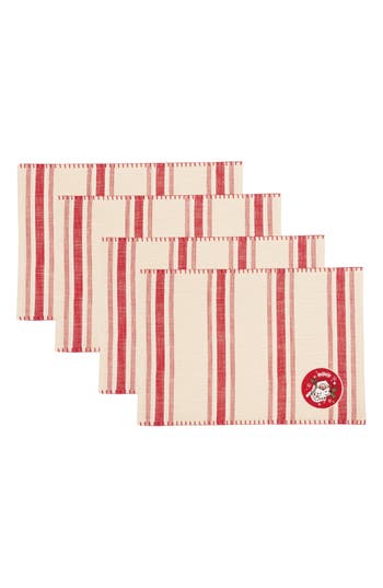 Design Imports Jolly Santa Embellished Set Of 4 Placemats In Red
