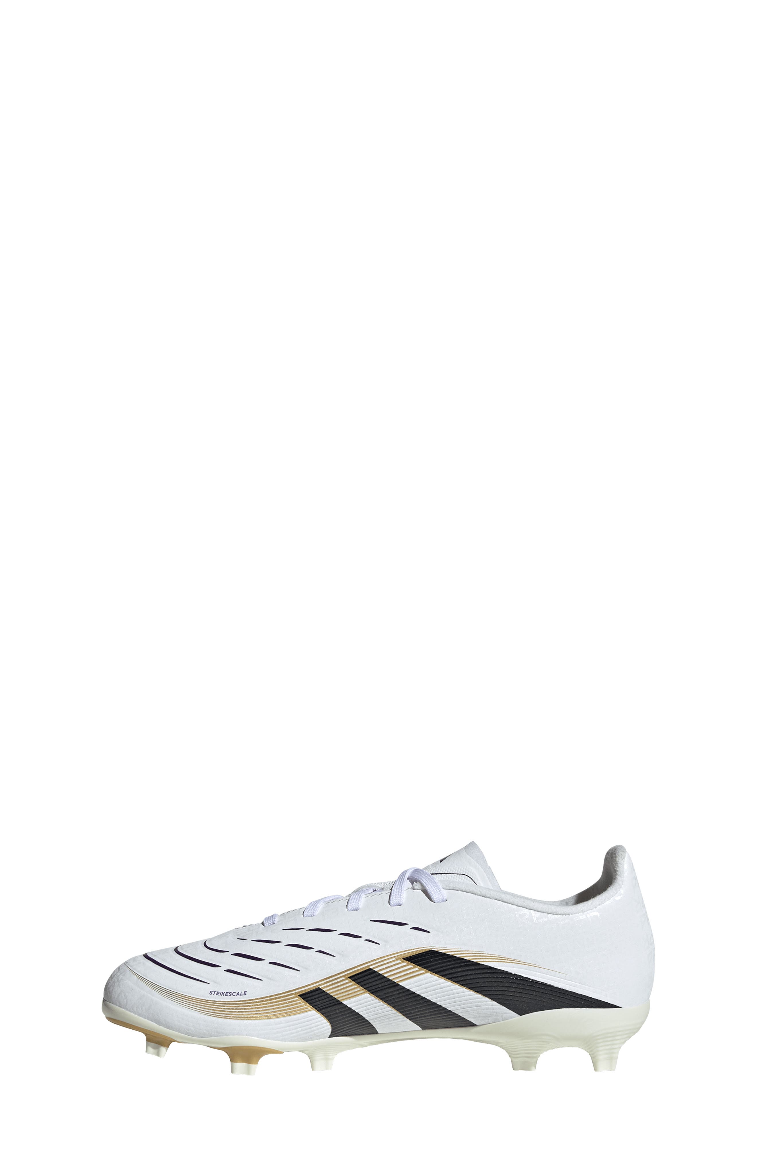 adidas Kids' Predator Club Firm/Multiground Soccer Cleat, Alternate, color, White/ Black/ Gold Metallic