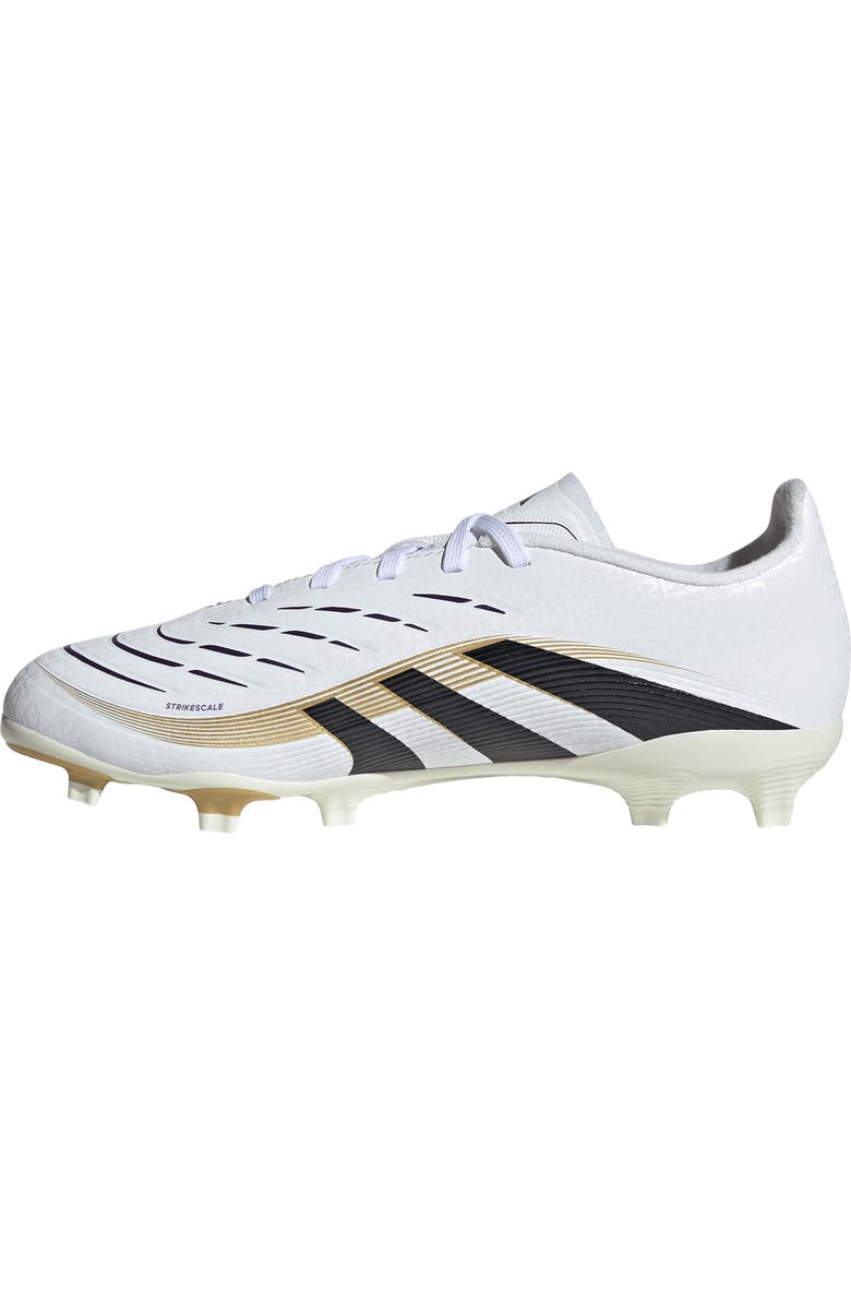 adidas Kids' Predator Club Firm/Multiground Soccer Cleat, Alternate, color, White/ Black/ Gold Metallic