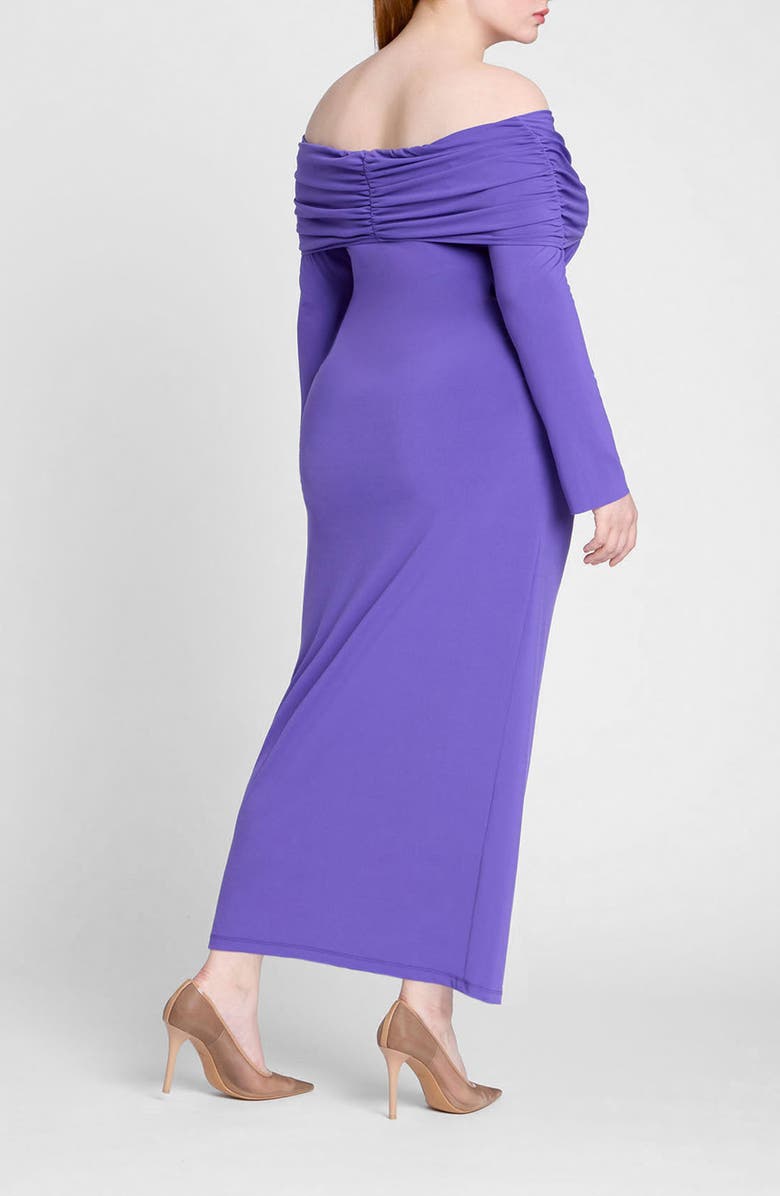 ELOQUII Off the Shoulder Long Sleeve Body-Con Maxi Dress, Alternate, color,
