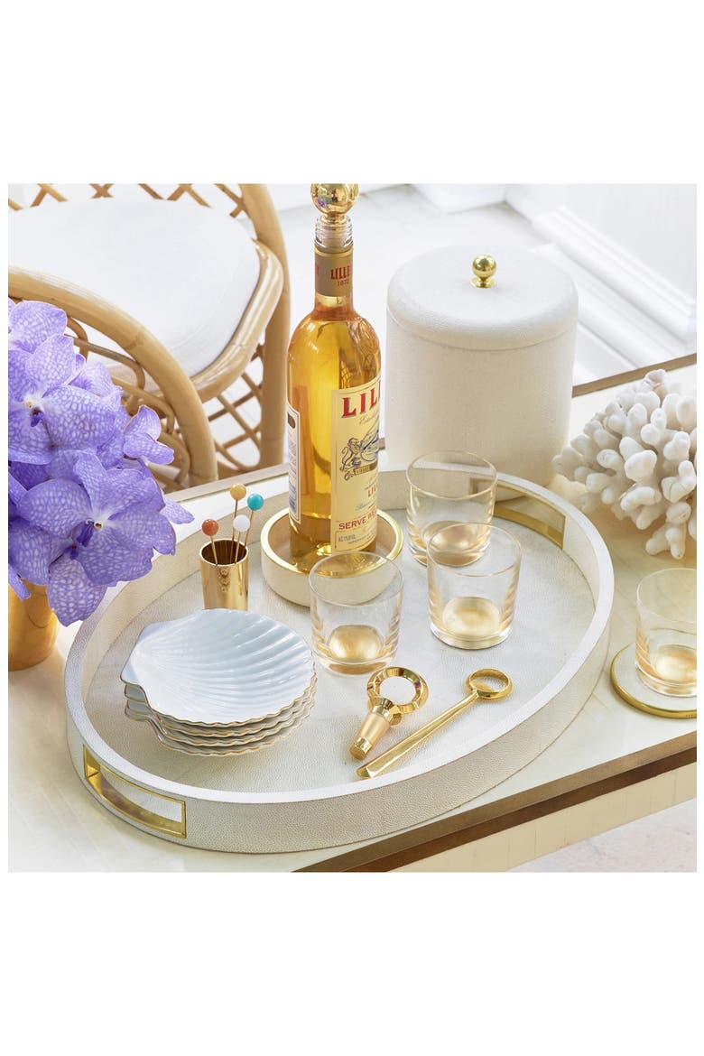 Set of 4 Shell Appetizer Plates, Alternate, color, WHITE