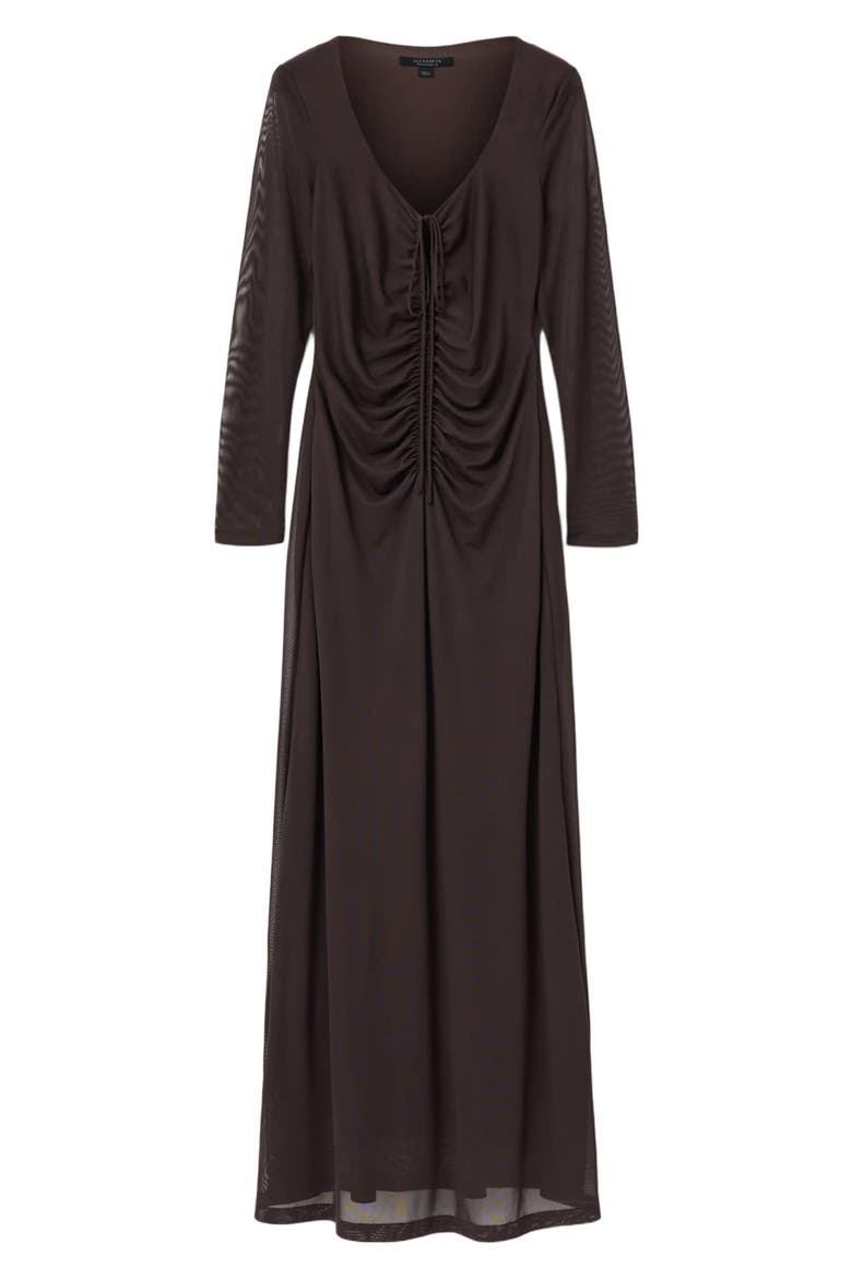 Gabby Long Sleeve Mesh Maxi Dress, Alternate, color, BOTTLE BROWN