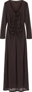 AllSaints Gabby Long Sleeve Mesh Maxi Dress