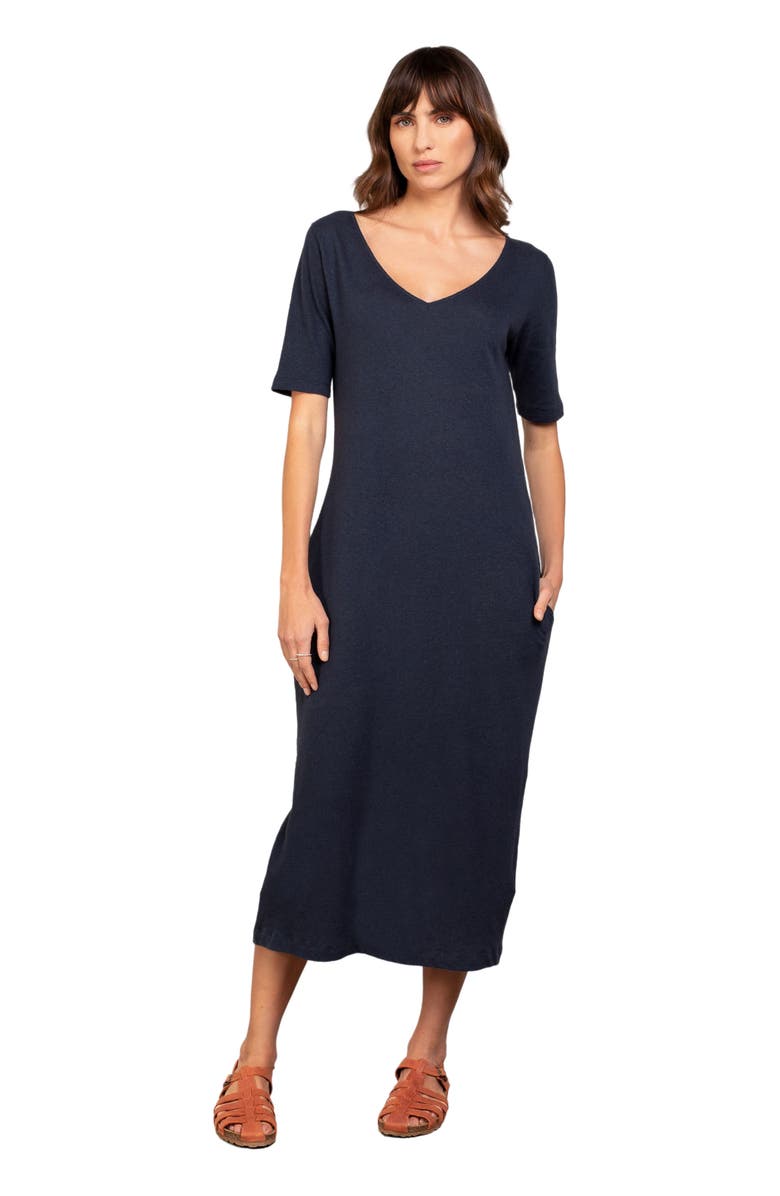 Celtic & Co. Linen Blend Midi Dress, Main, color, Navy
