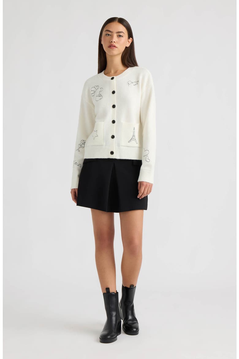 Paris Embroidered Cardigan, Alternate, color, MARSHMALLOW