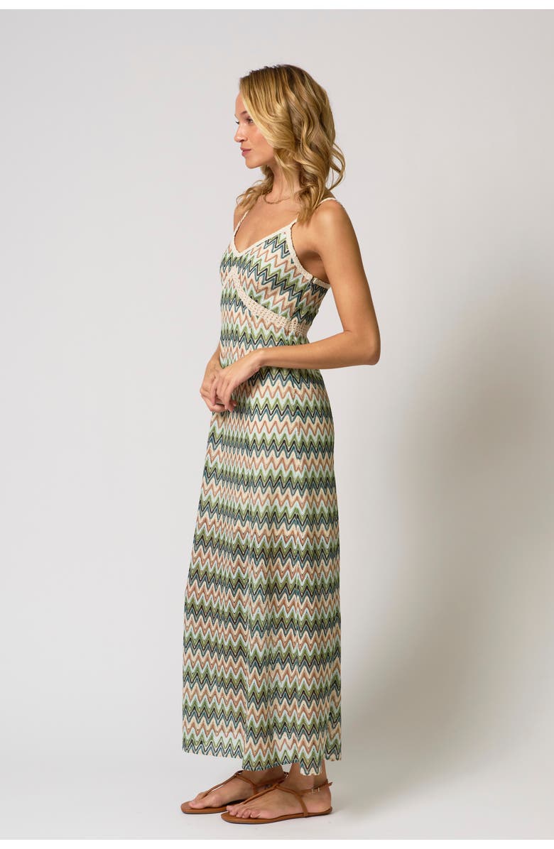 Central Park West Celine Rainbow Crochet Maxi Dress, Alternate, color, Neutral Multi