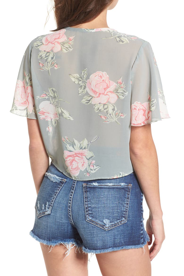 Tortuga Tie Front Crop Top, Alternate, color, SWEETHEART SAGE