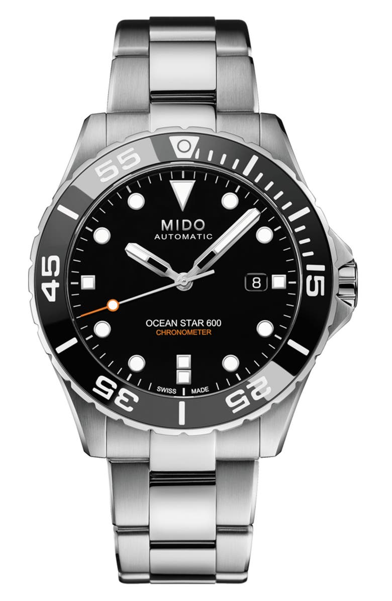 MIDO Ocean Star 600 Chronometer Bracelet Watch, 43mm, Main, color, Black