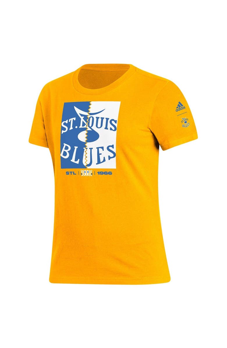 adidas Women's adidas Gold St. Louis Blues Reverse Retro 2.0 Playmaker T-Shirt, Alternate, color,