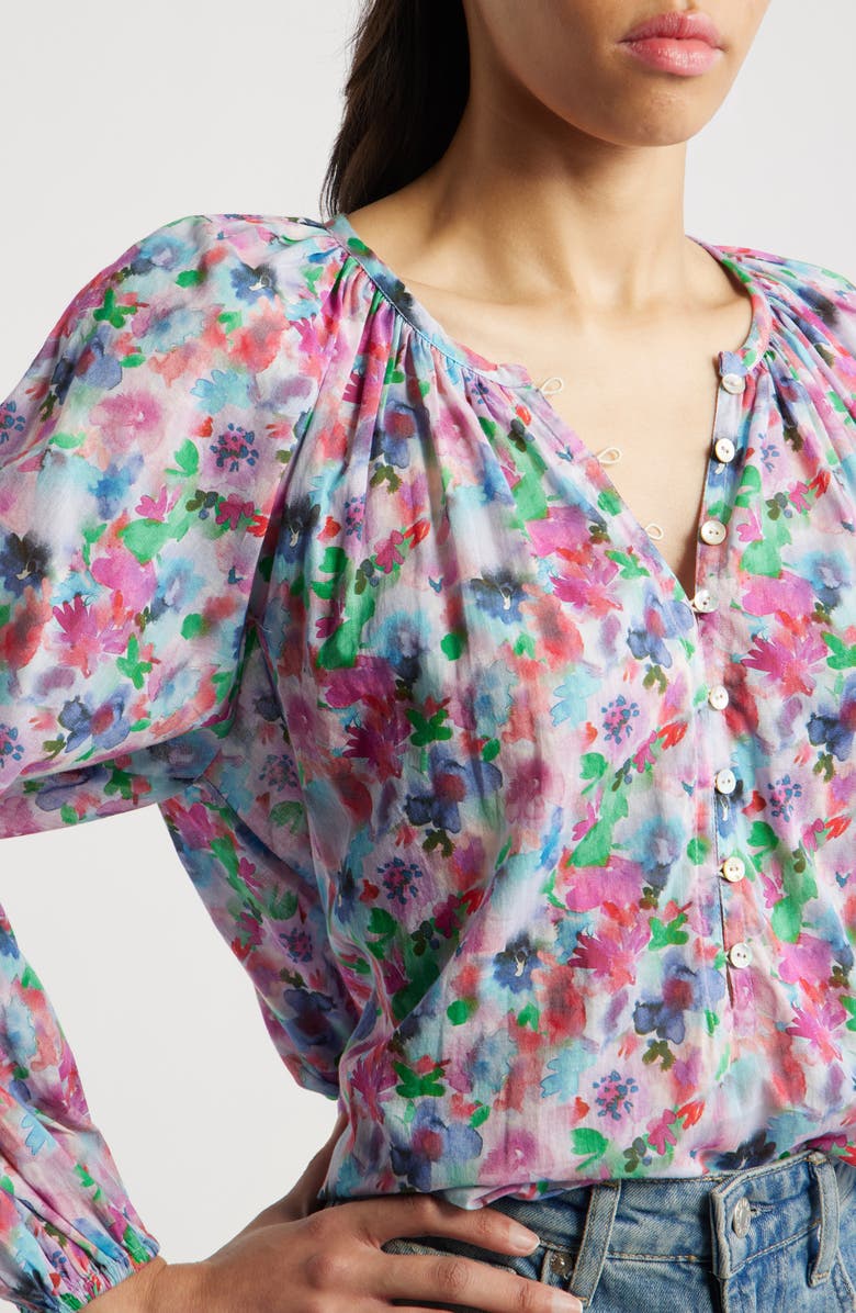 Rails Indi Floral Print Cotton Peasant Top, Alternate, color, Spring Meadow