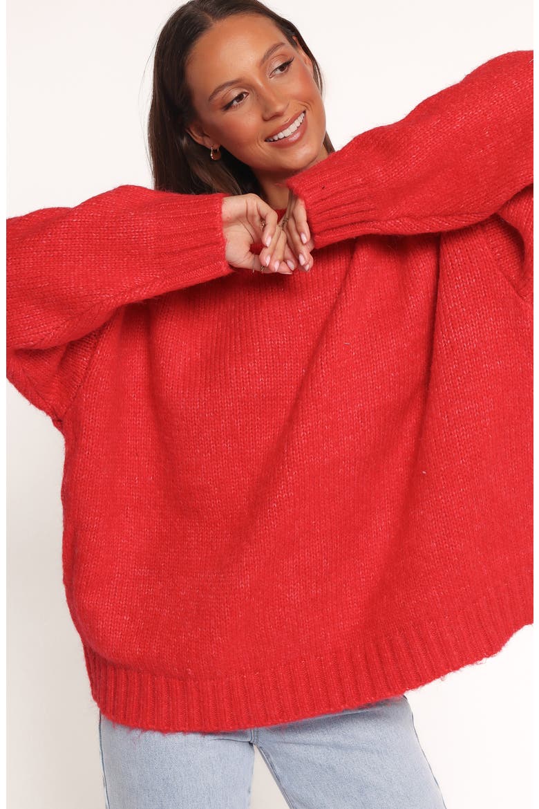 Llyod Oversize Crewneck Sweater, Alternate, color, RED