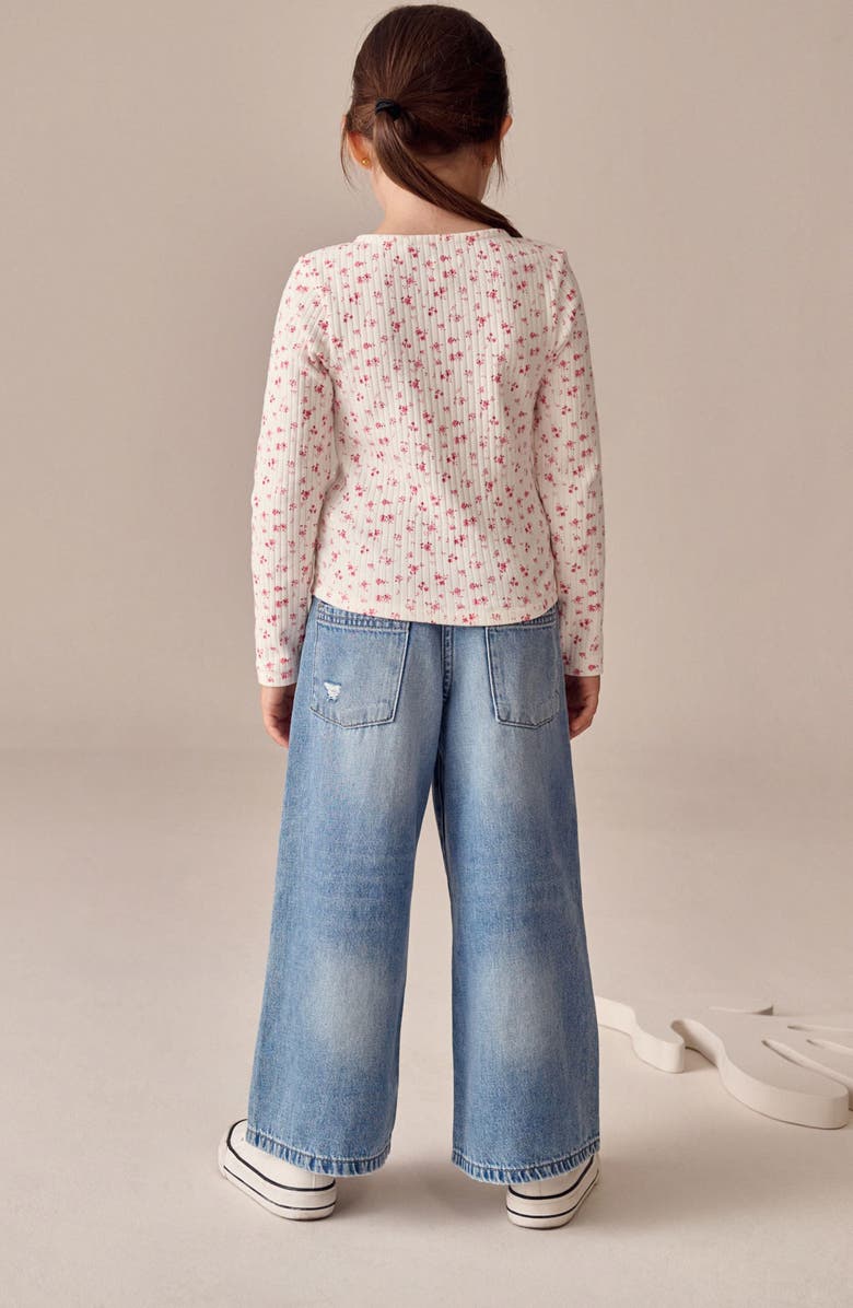 NEXT Kids' Long Sleeve Floral Cardigan, Alternate, color, Ecru Floral