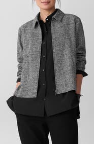 Eileen Fisher Collar Front Zip Stretch Organic Cotton Jacket