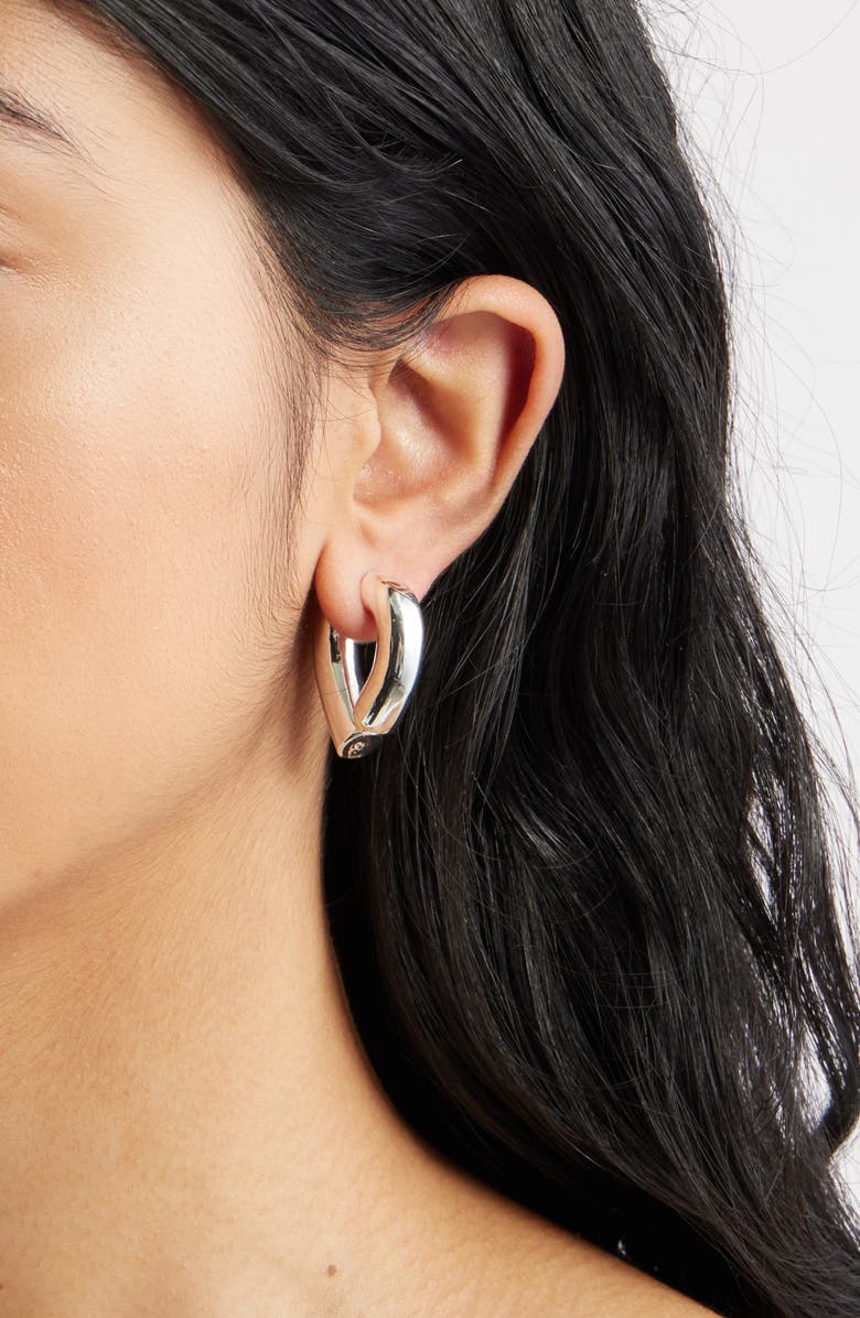 Open Edit Tube Front/Back Earrings, Alternate, color, Silver