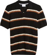 Percival Tessaro Stripe Open Knit Polo