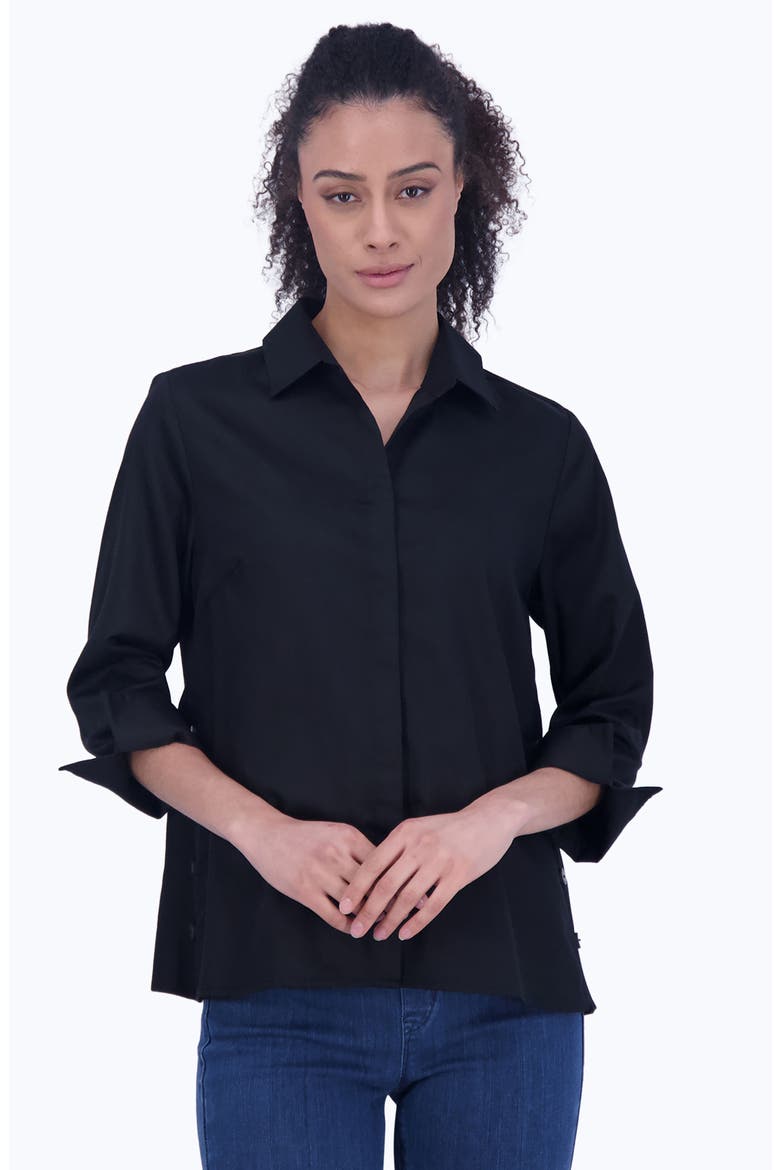 Beatrice Side Button Accent Shirt, Alternate, color, BLACK