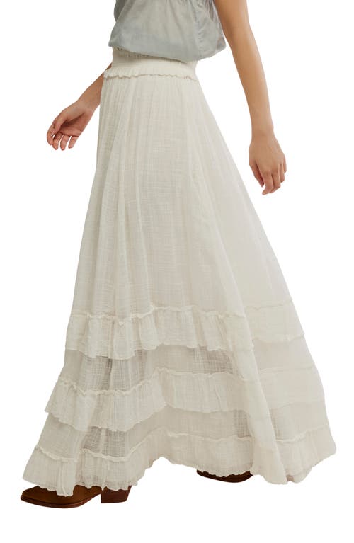 Free People Brynn Tiered Cotton Blend Maxi Skirt In White
