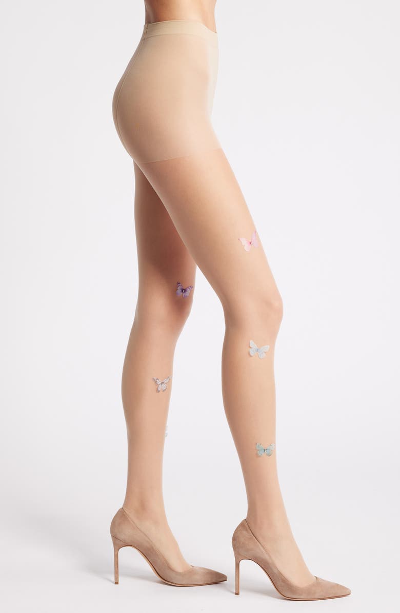 HIGH HEEL JUNGLE Pixie Butterfly Tulle Tights, Alternate, color, Beige