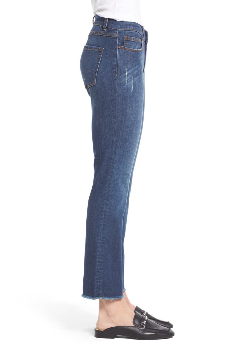 Raw Hem Stretch Straight Leg Jeans, Alternate, color, STARDUST WASH