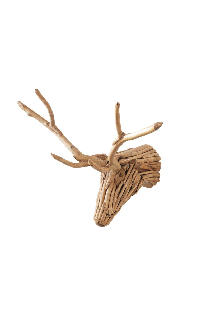 Storied Home Teakwood Root Deer Head Wall Art, Main, color, 
