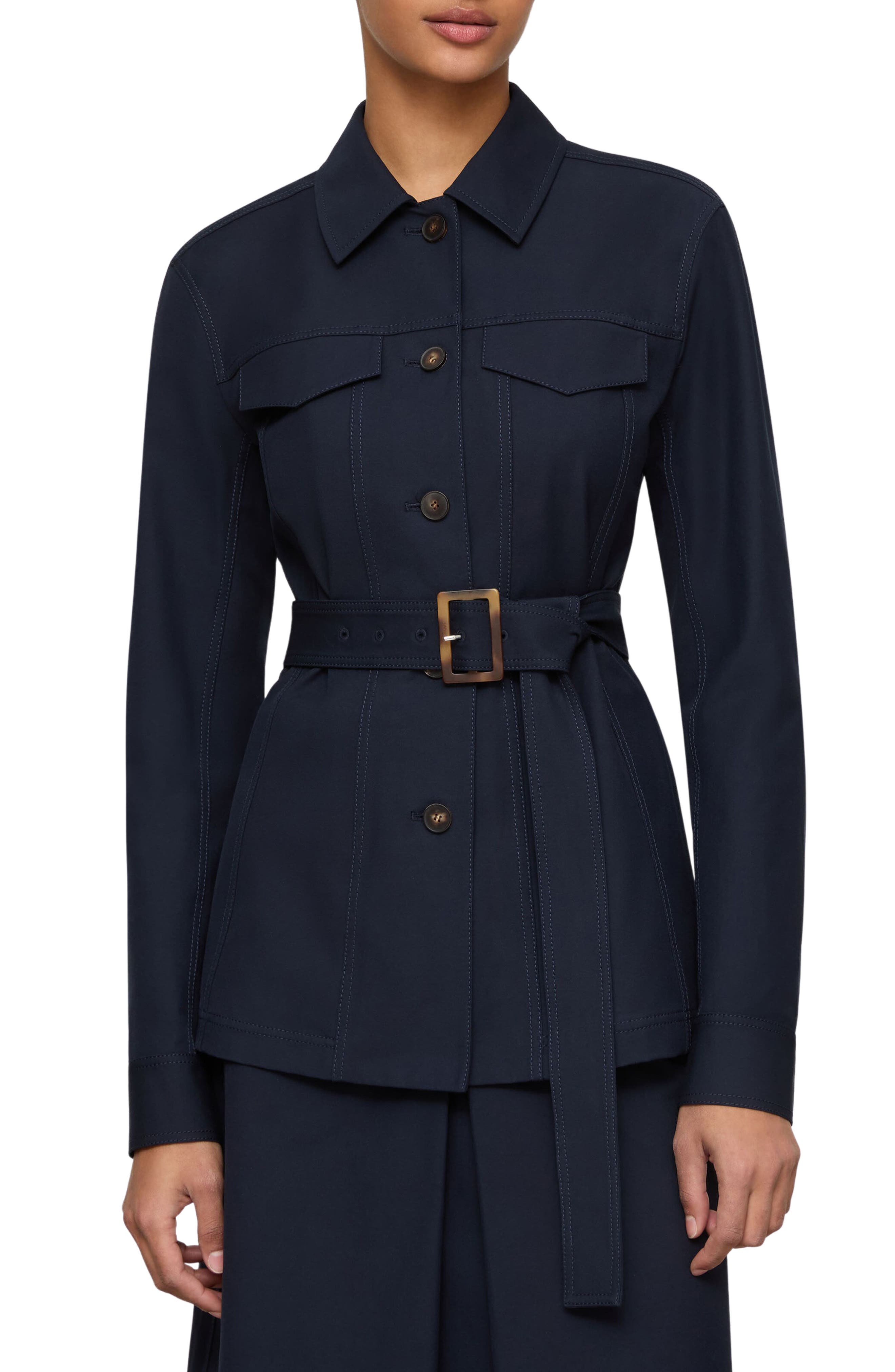 Techno Stretch Twill Belted Jacket