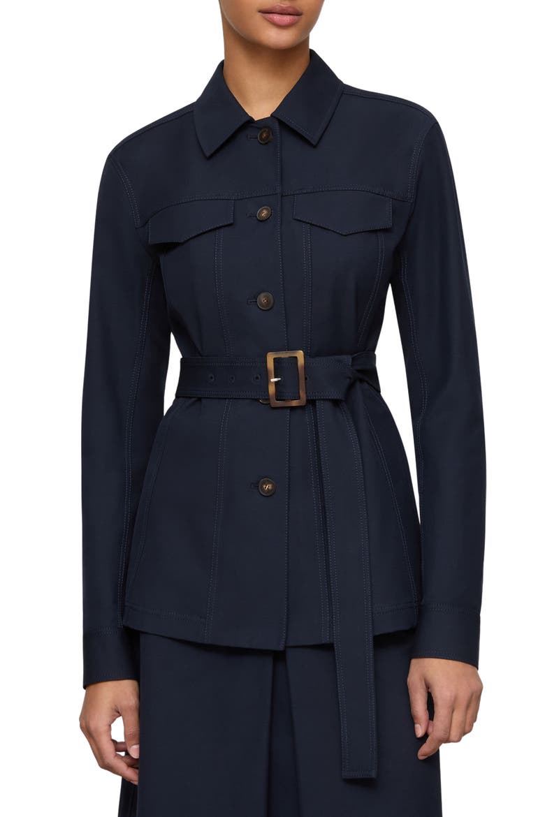 Techno Stretch Twill Belted Jacket, Main, color, INK